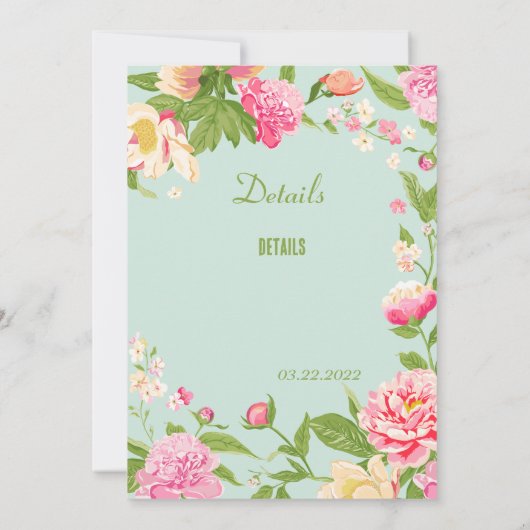 Floral Wedding Invitation Kaart (Achterkant)