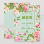 Floral Wedding Invitation Kaart (Voorkant / Achterkant)