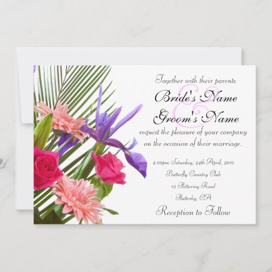 Floral Wedding Invitation Kaart (Voorkant)