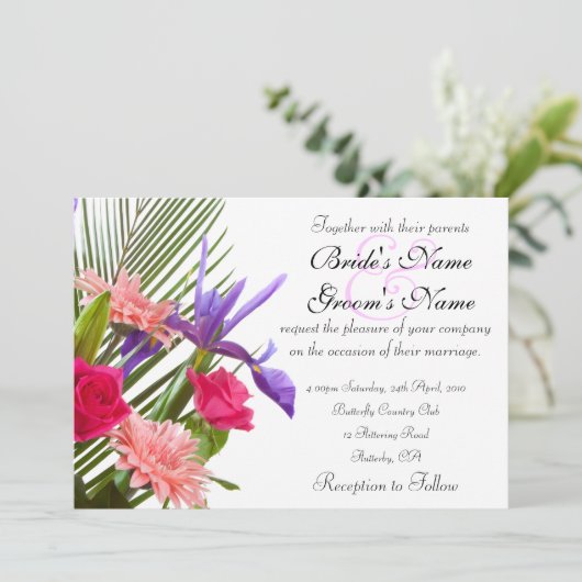 Floral Wedding Invitation Kaart (Staand voorkant)