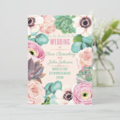 Floral Wedding Invitation Kaart (Staand voorkant)