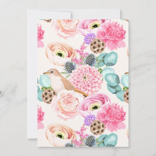 Floral Wedding Invitation Kaart (Achterkant)