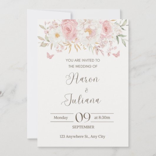 Floral wedding invitation  kaart (Voorkant)