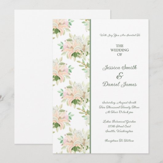 Floral Wedding Invitation Kaart (Voorkant / Achterkant)