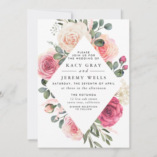 Floral Wedding Invitation Kaart (Voorkant)