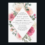 Floral Wedding Invitation Kaart<br><div class="desc">Deze tijdloze romantische vormgeving is voorzien van een roze waterverf bloemboeket met zachte kleuren en botanische accenten. Alle aspecten van dit ontwerp kunnen worden uitgegeven (doopvont,  tekstgrootte,  of bloemaccenten bewogen/verwijderd) om uw behoeften te passen. Neem contact met me op als je hulp nodig hebt bij dit ontwerp.</div>