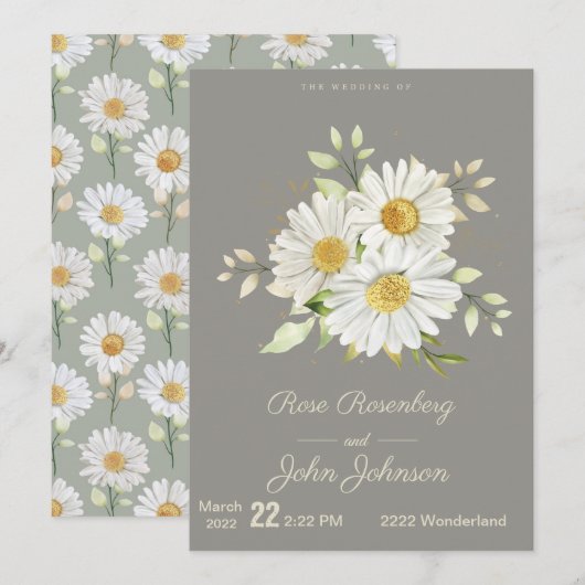 Floral Wedding Invitation Kaart (Voorkant / Achterkant)