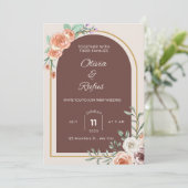 Floral wedding invitation  kaart (Staand voorkant)