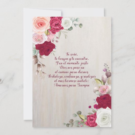 Floral Wedding Invitation Kaart (Achterkant)