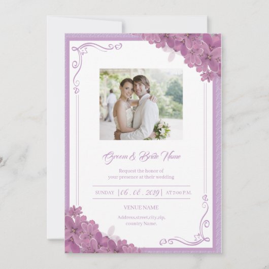 Floral Wedding Invitation Kaart (Voorkant)