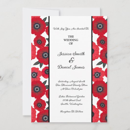 Floral Wedding Invitation Kaart (Voorkant)