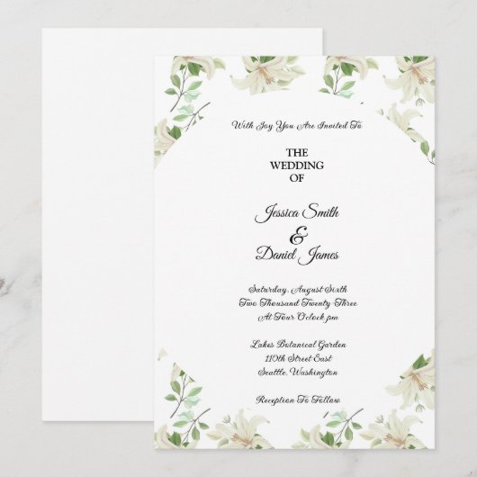 Floral Wedding Invitation Kaart (Voorkant / Achterkant)