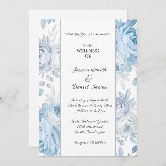 Floral Wedding Invitation Kaart (Voorkant / Achterkant)