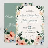 Floral Wedding Invitation Kaart (Voorkant / Achterkant)