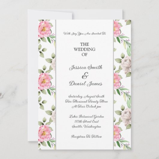 Floral Wedding Invitation Kaart (Voorkant)