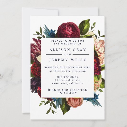 Floral Wedding Invitation Kaart (Voorkant)