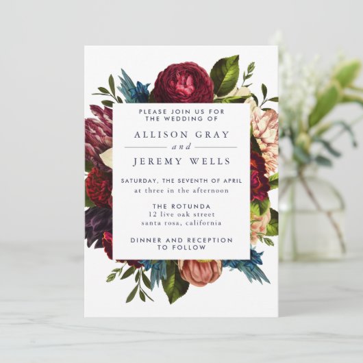 Floral Wedding Invitation Kaart (Staand voorkant)