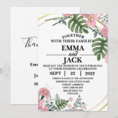 Floral Wedding Invitation Kaart (Voorkant / Achterkant)
