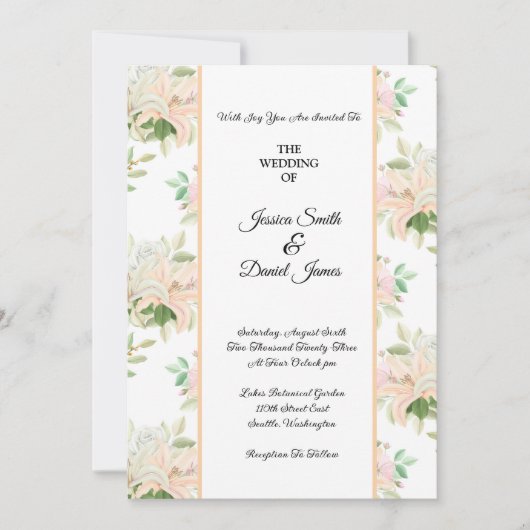 Floral Wedding Invitation Kaart (Voorkant)