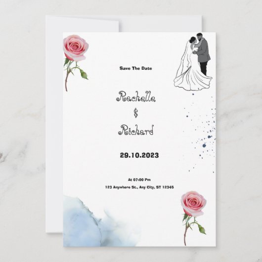Floral Wedding Invitation Kaart (Voorkant)