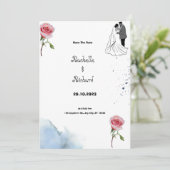 Floral Wedding Invitation Kaart (Staand voorkant)