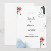 Floral Wedding Invitation Kaart (Voorkant / Achterkant)