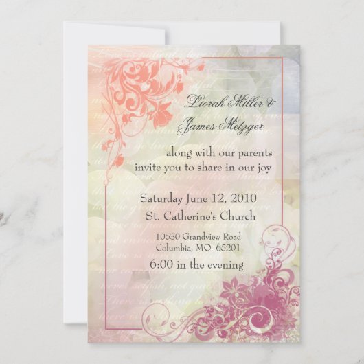 Floral Wedding Invitation Kaart (Voorkant)