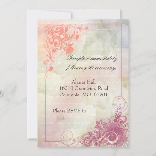 Floral Wedding Invitation Kaart (Achterkant)