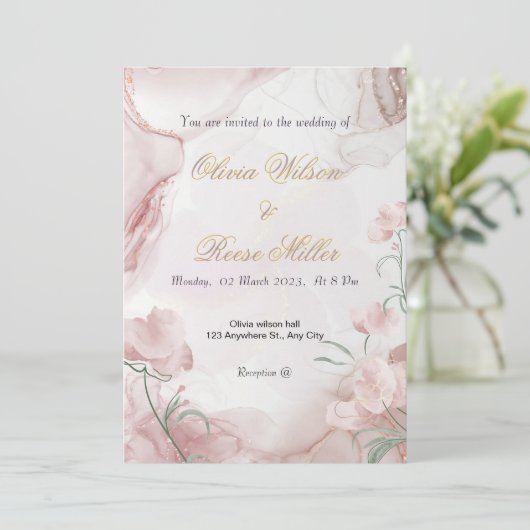 Floral Wedding Invitation Kaart (Staand voorkant)