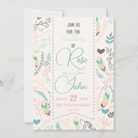Floral Wedding Invitation Kaart (Voorkant)