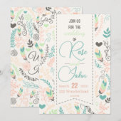 Floral Wedding Invitation Kaart (Voorkant / Achterkant)