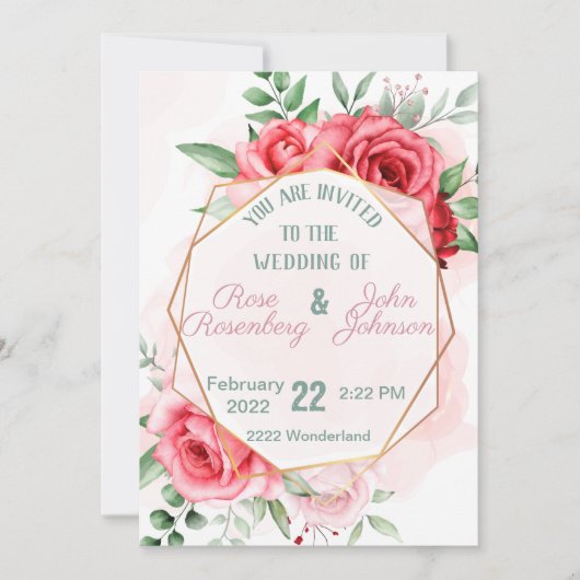 Floral Wedding Invitation Kaart (Voorkant)