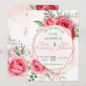 Floral Wedding Invitation Kaart (Voorkant / Achterkant)
