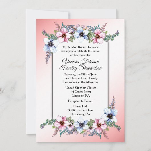 Floral Wedding Invitation Kaart (Voorkant)