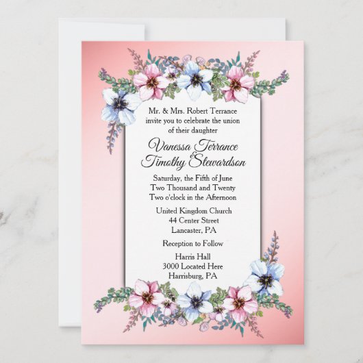 Floral Wedding Invitation Kaart (Voorkant)
