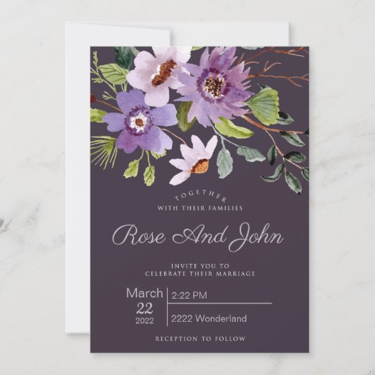 Floral Wedding Invitation Kaart (Voorkant)