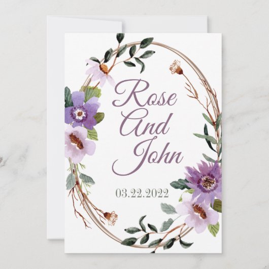 Floral Wedding Invitation Kaart (Achterkant)