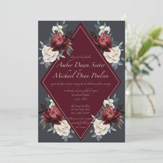 Floral Wedding Invitation Kaart (Staand voorkant)