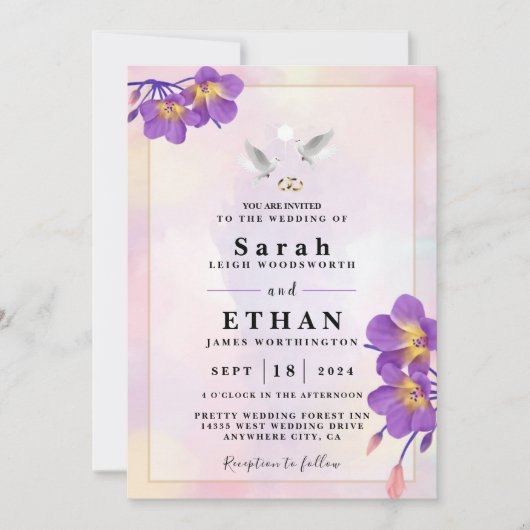 Floral Wedding Invitation Kaart (Voorkant)