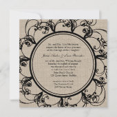 Floral Wedding Invitation on burlap Kaart (Voorkant)
