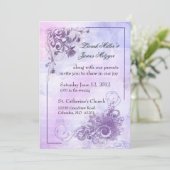 Floral Wedding Invitation - paars Kaart (Staand voorkant)