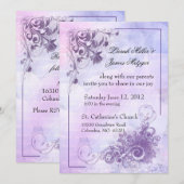 Floral Wedding Invitation - paars Kaart (Voorkant / Achterkant)