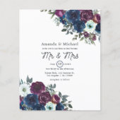 Floral Wedding Invitation Plum and Navy Flyer (Voorkant)