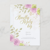 Floral Wedding Invitation RSVP Card Bedankkaart (Voorkant / Achterkant)