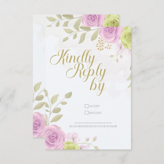 Floral Wedding Invitation RSVP Card Bedankkaart (Voorkant / Achterkant)