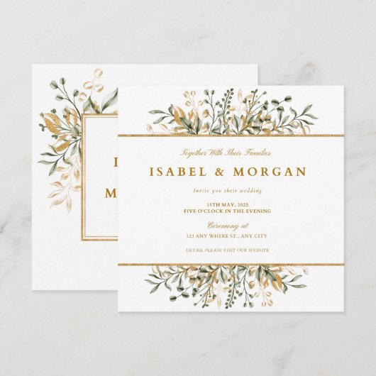 Floral Wedding Invitation Save the Date Kaart (Voorkant / Achterkant)