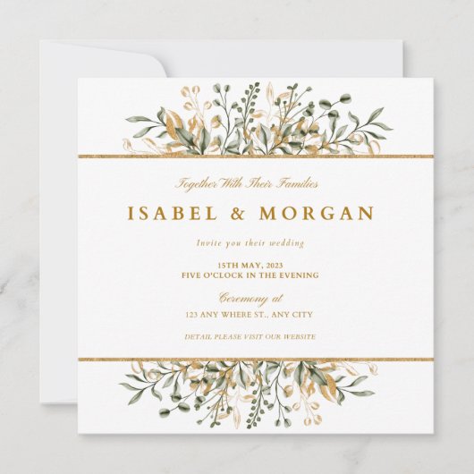 Floral Wedding Invitation Save the Date Kaart (Voorkant)