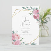 Floral Wedding Invitation Sjabloon, Eenvoudig lega Kaart (Staand voorkant)