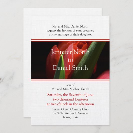 Floral Wedding Invitation Sjabloon Kaart (Voorkant / Achterkant)