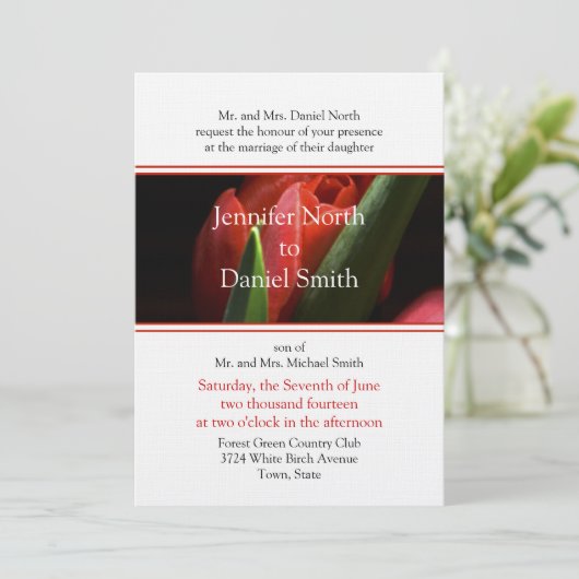 Floral Wedding Invitation Sjabloon Kaart (Staand voorkant)